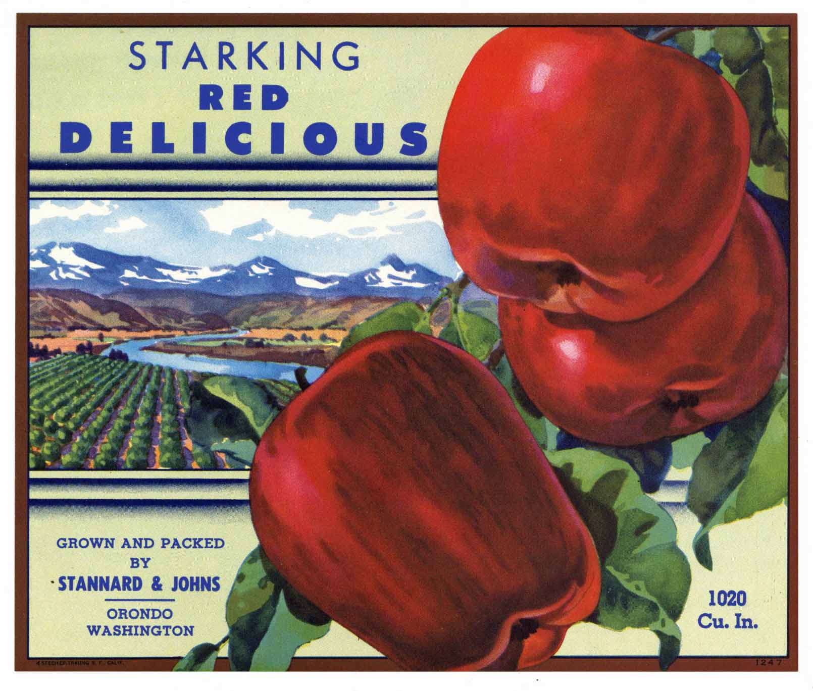 Starking Brand Vintage Orondo Washington Apple Crate Label, gp