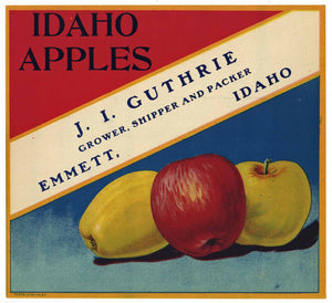 Idaho Apples Brand Vintage Emmett Apple Crate Label