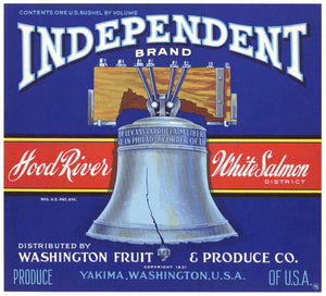 Independent Brand Vintage Washington Apple Crate Label, blue