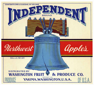 Independent Brand Vintage Washington Apple Crate Label, white