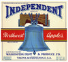 Independent Brand Vintage Washington Apple Crate Label, white
