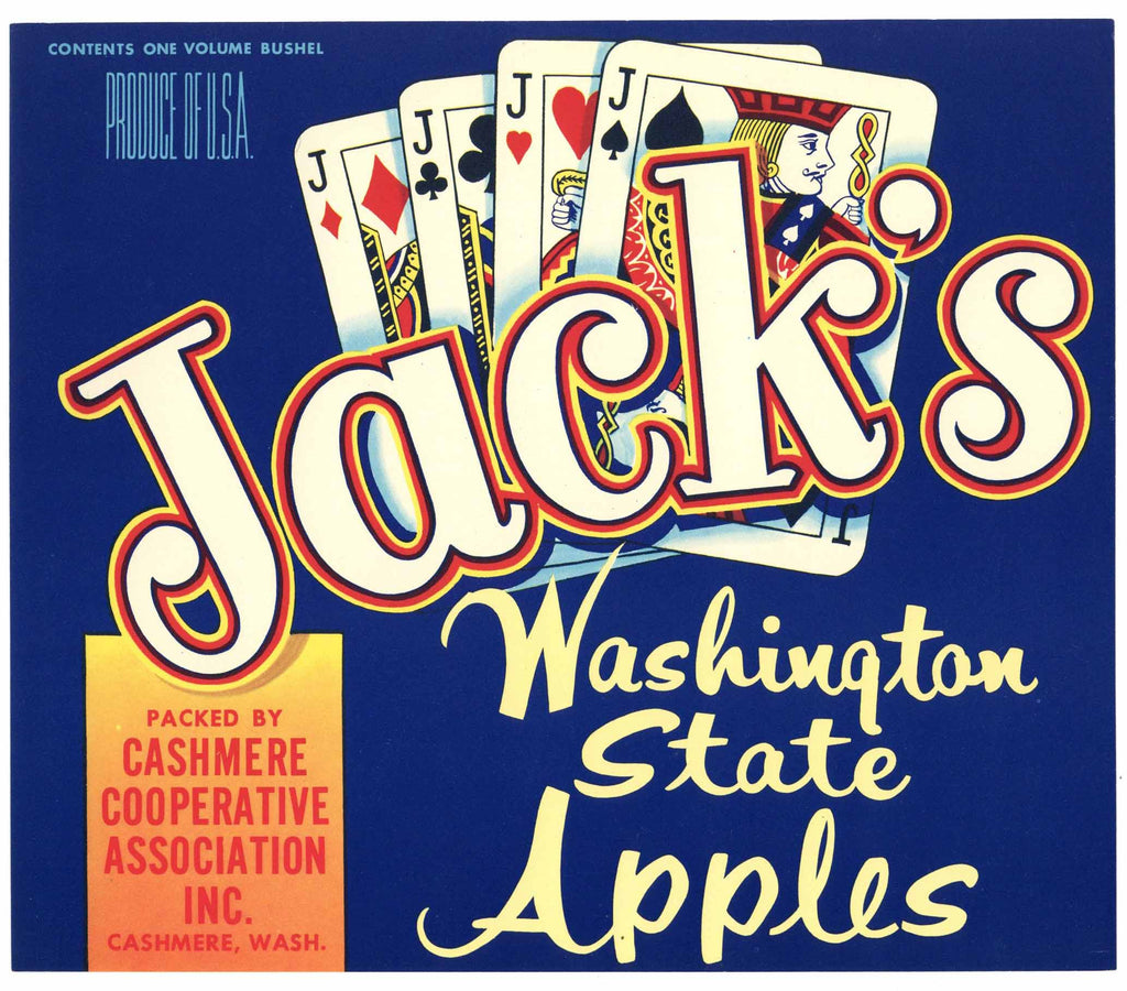 Jack's Brand Vintage Washington Apple Crate Label
