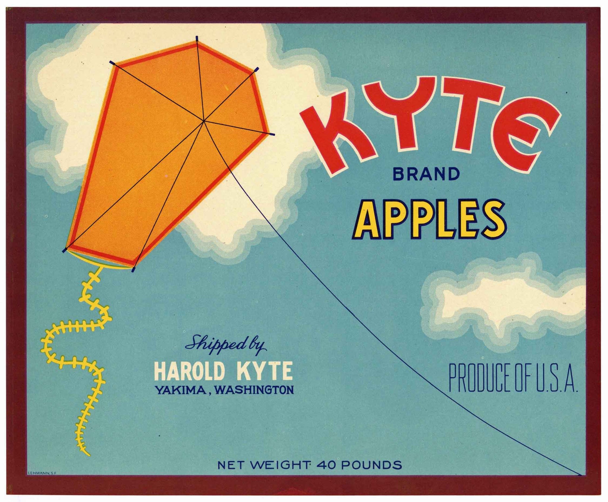 Kyte Brand Vintage Yakima Washington Apple Crate Label