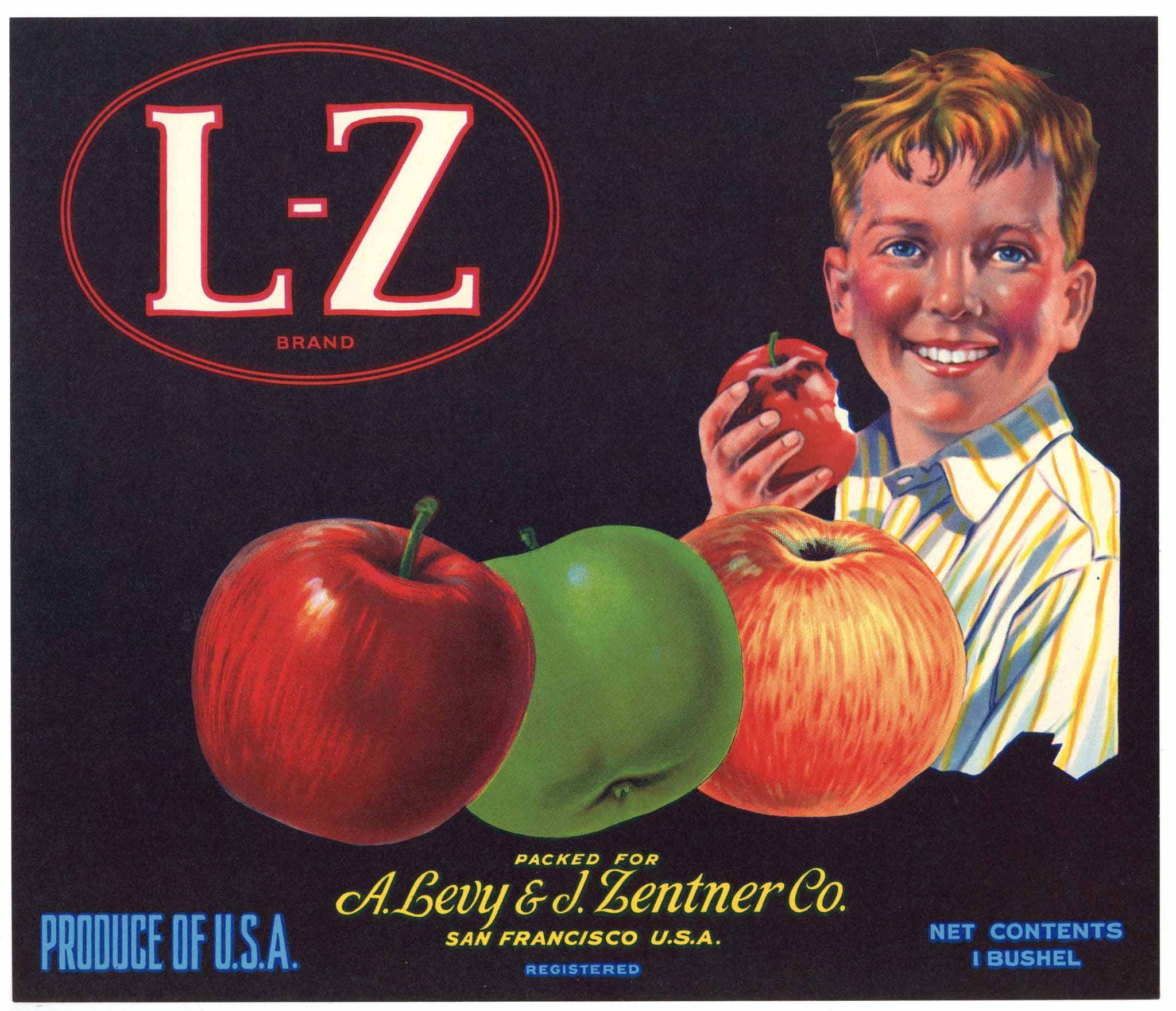 L Z Brand Vintage Levy Zentner Apple Crate Label