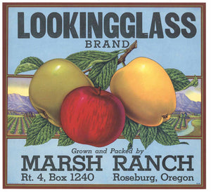 Looking Glass Brand Vintage Roseburg Oregon Apple Crate Label