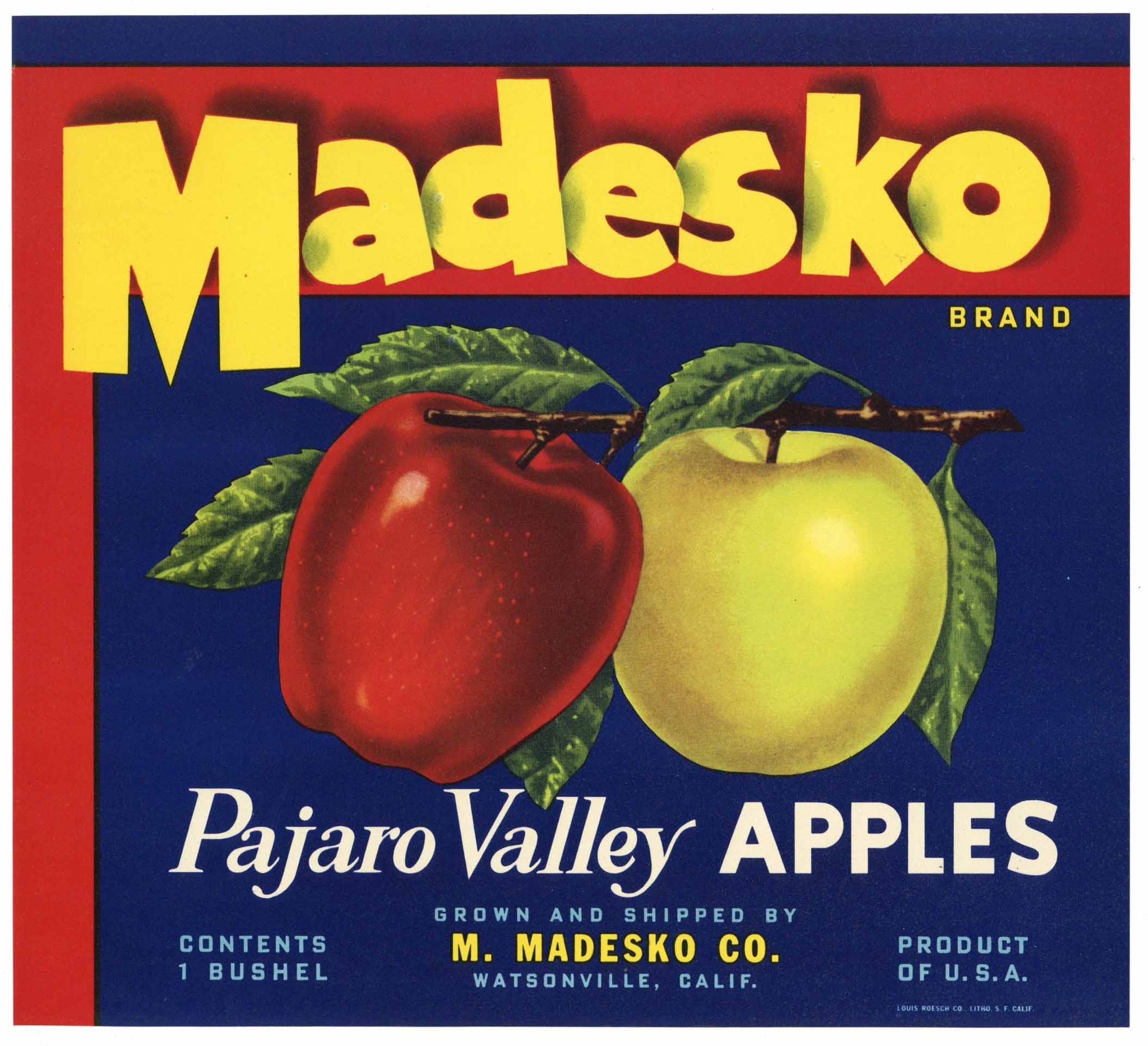 Madesko Brand Vintage Watsonville Apple Crate Label