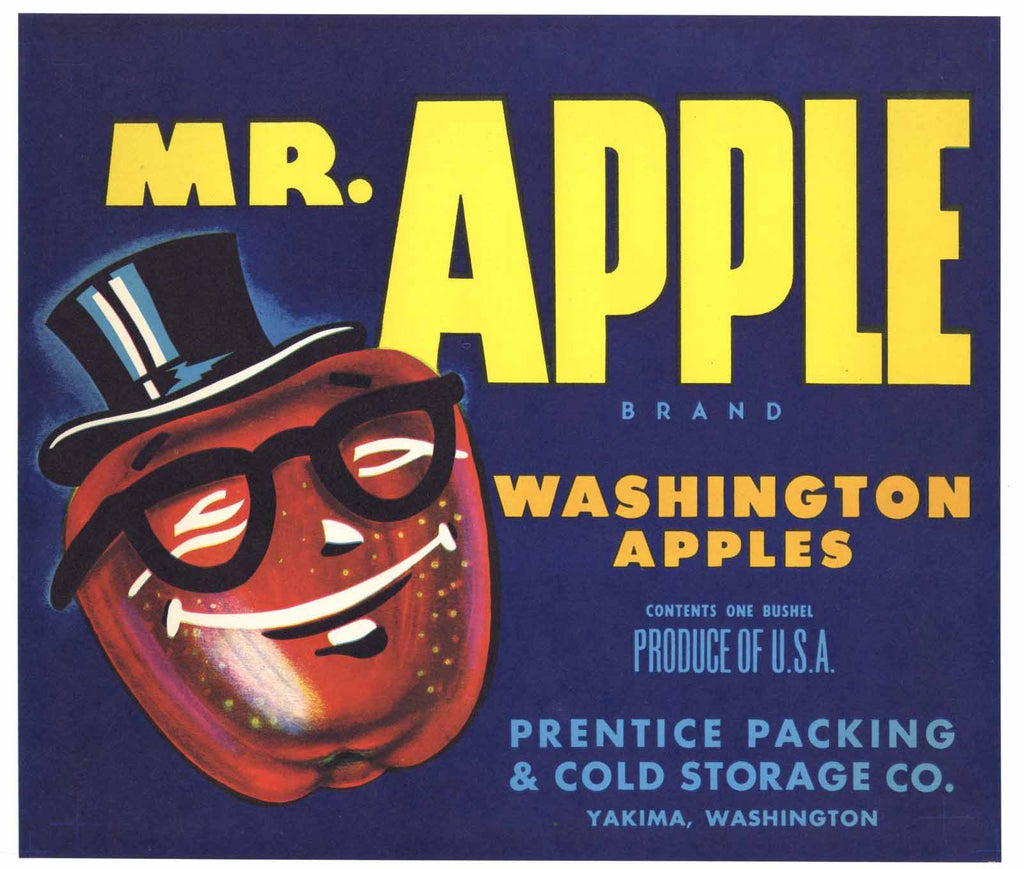 Mr. Apple Brand Vintage Yakima Washington Apple Crate Label
