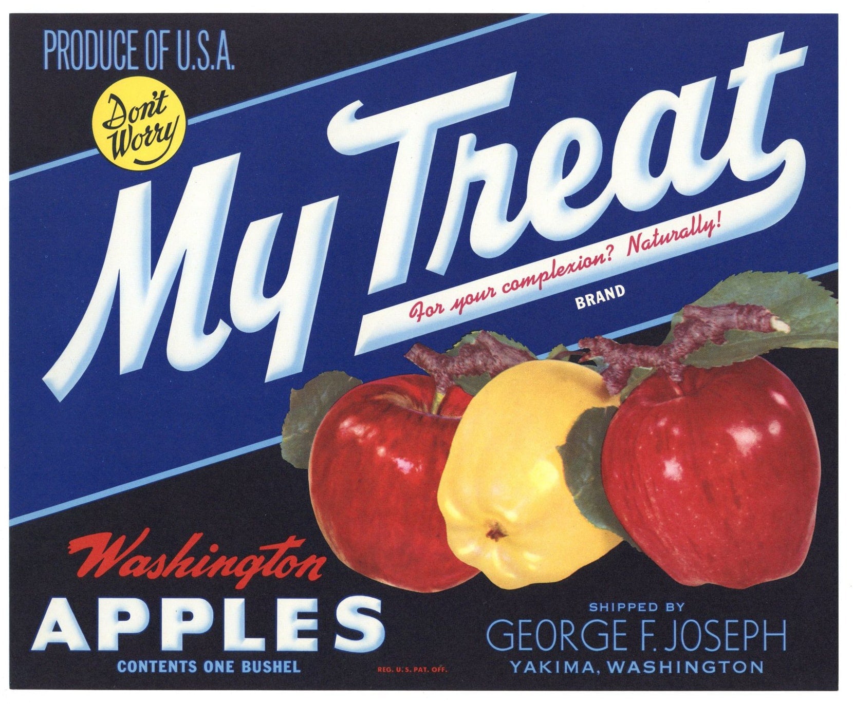 My Treat Brand Vintage Yakima Washington Apple Crate Label