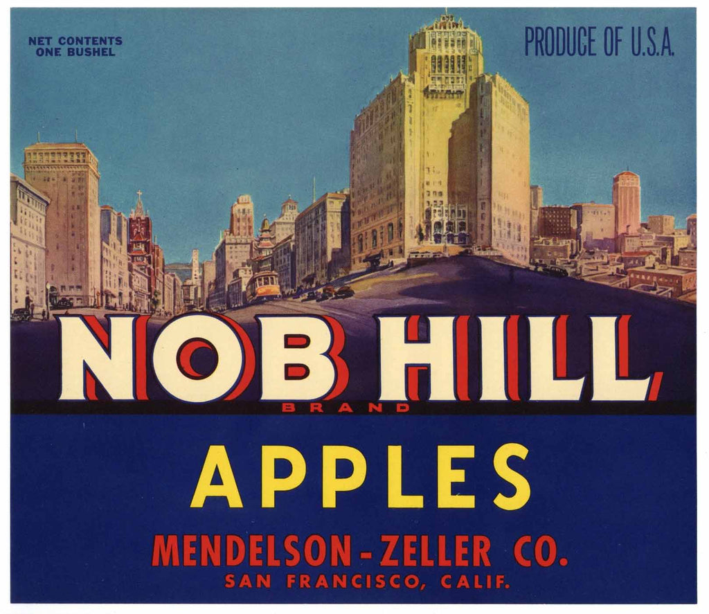 Nob Hill Brand Vintage Apple Crate Label
