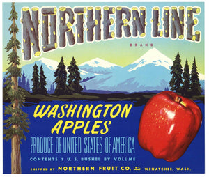 Northern Line Brand Vintage Wenatchee Washington Apple Crate Label