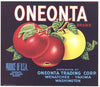 Oneonta Brand Vintage Wenatchee Washington Apple Crate Label