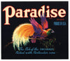 Paradise Brand Vintage Apple Crate Label, bird