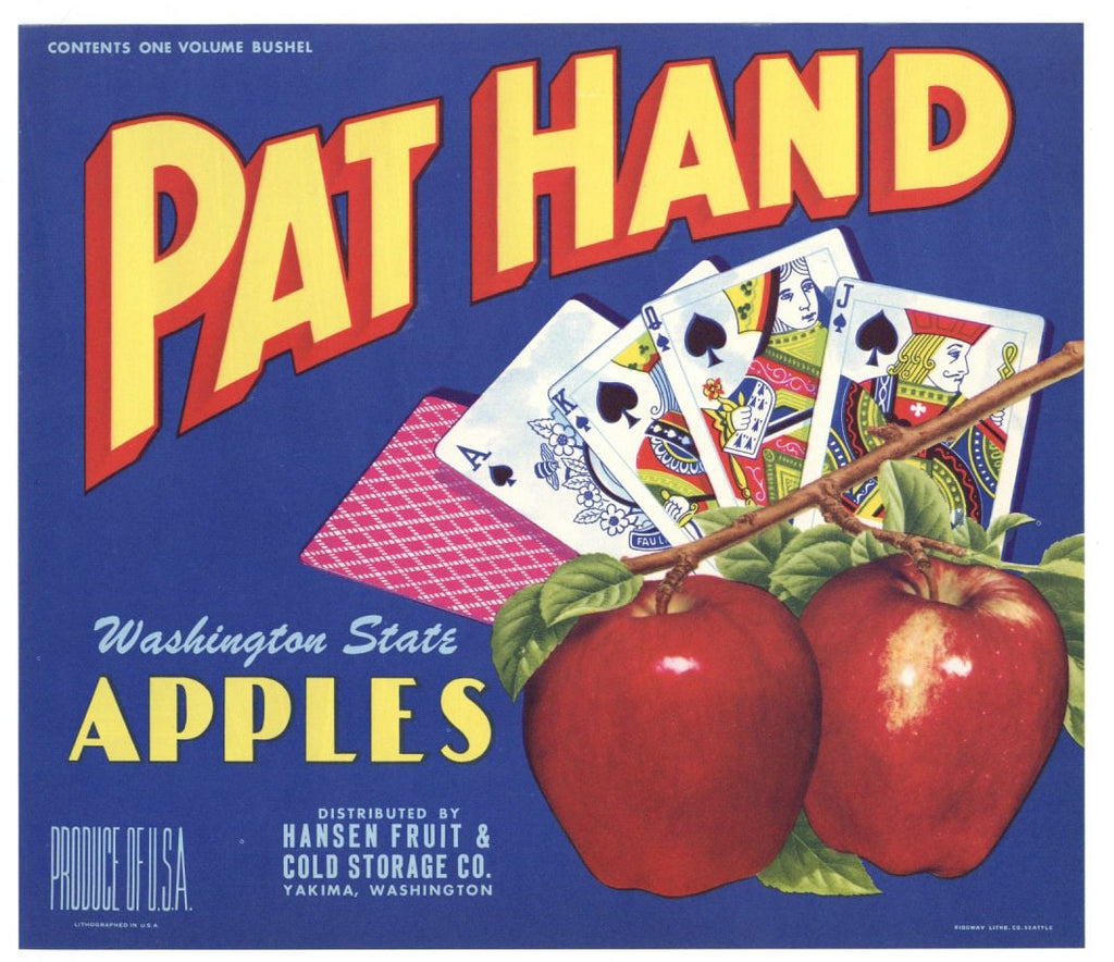 Pat Hand Brand Vintage Yakima Washington Apple Crate Label