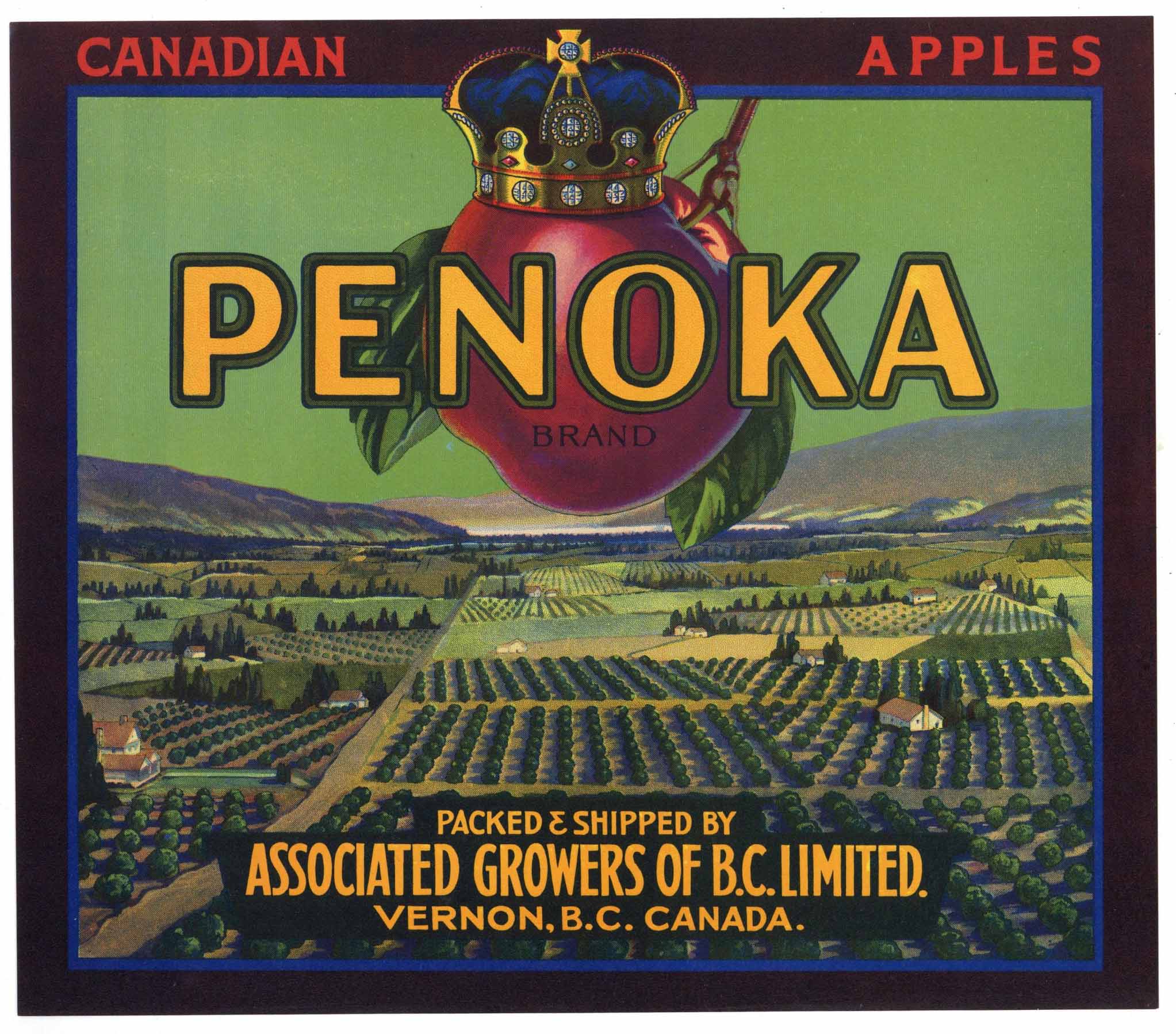 Penoka Brand Vintage Canadian Apple Crate Label
