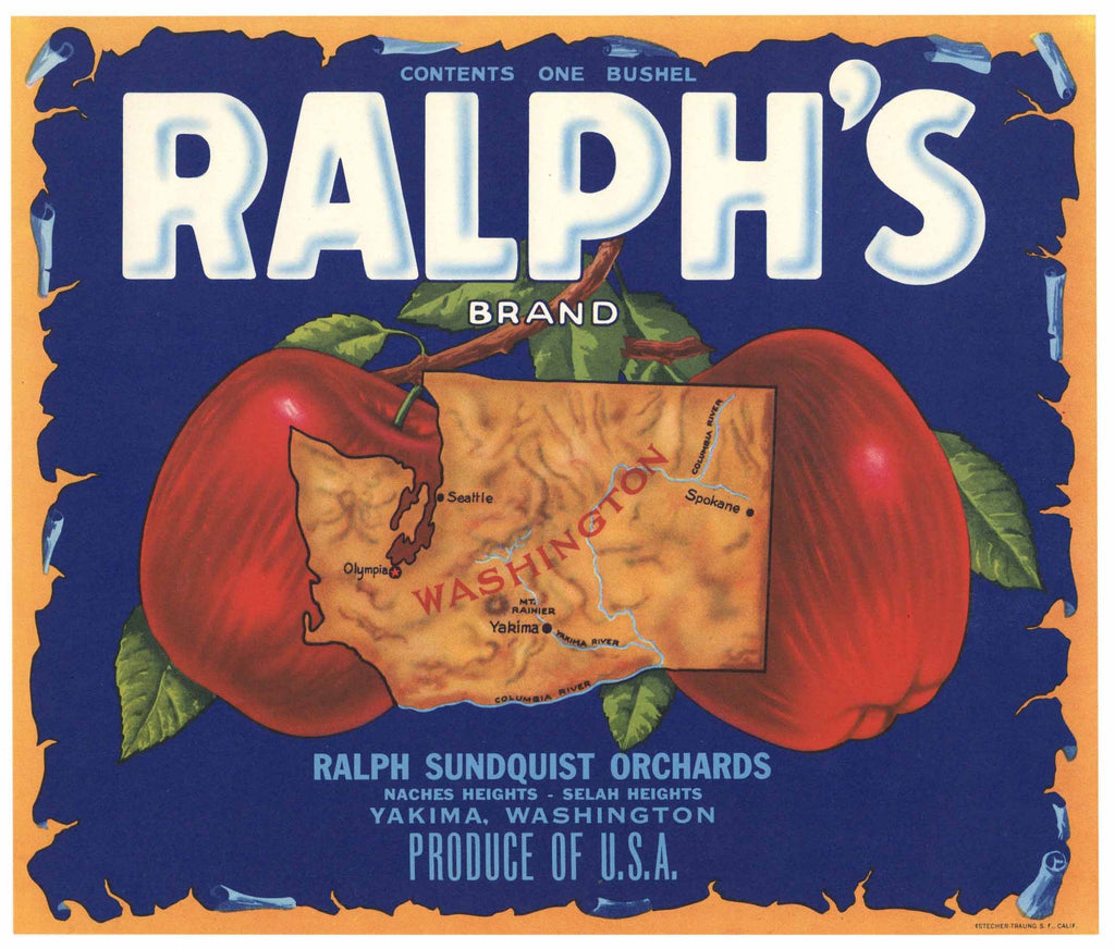 Ralph's Brand Vintage Yakima Washington Apple Crate Label