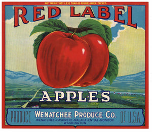 Red Label Brand Washington Apple Crate Label
