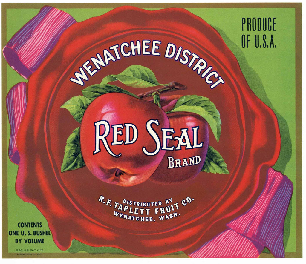 Red Seal Brand Vintage Washington Apple Crate Label, Wenatchee District