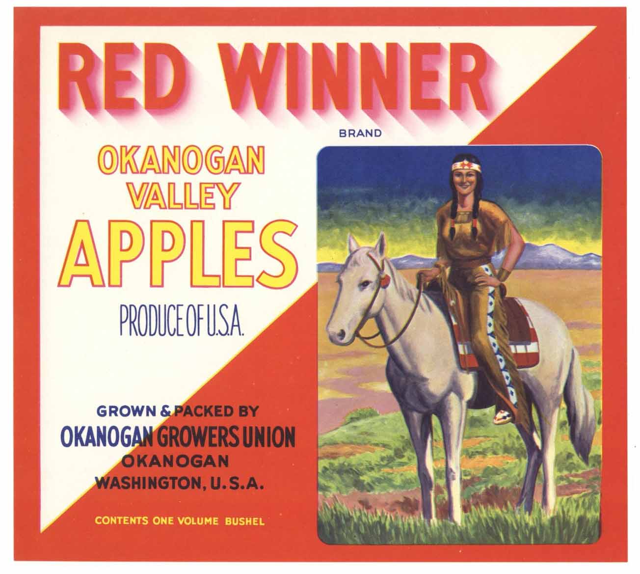 Red Winner Brand Vintage Washington Apple Crate Label