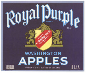 Royal Purple Brand Vintage Yakima Washington Apple Crate Label