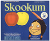 Skookum Brand Vintage Washington Apple Crate Label, blue, Doc