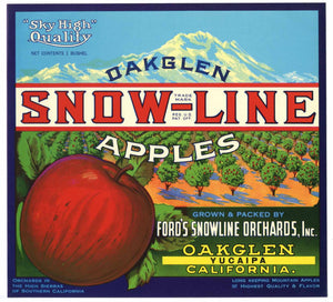 Snow Line Brand Vintage Yucaipa California Apple Crate Label