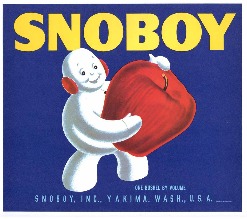 Snoboy Brand Vintage Washington Apple Crate Label n