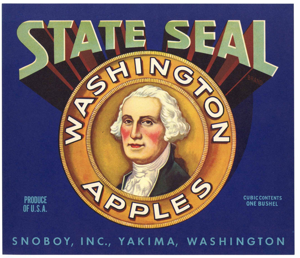 State Seal Brand Vintage Snoboy Inc Apple Crate Label