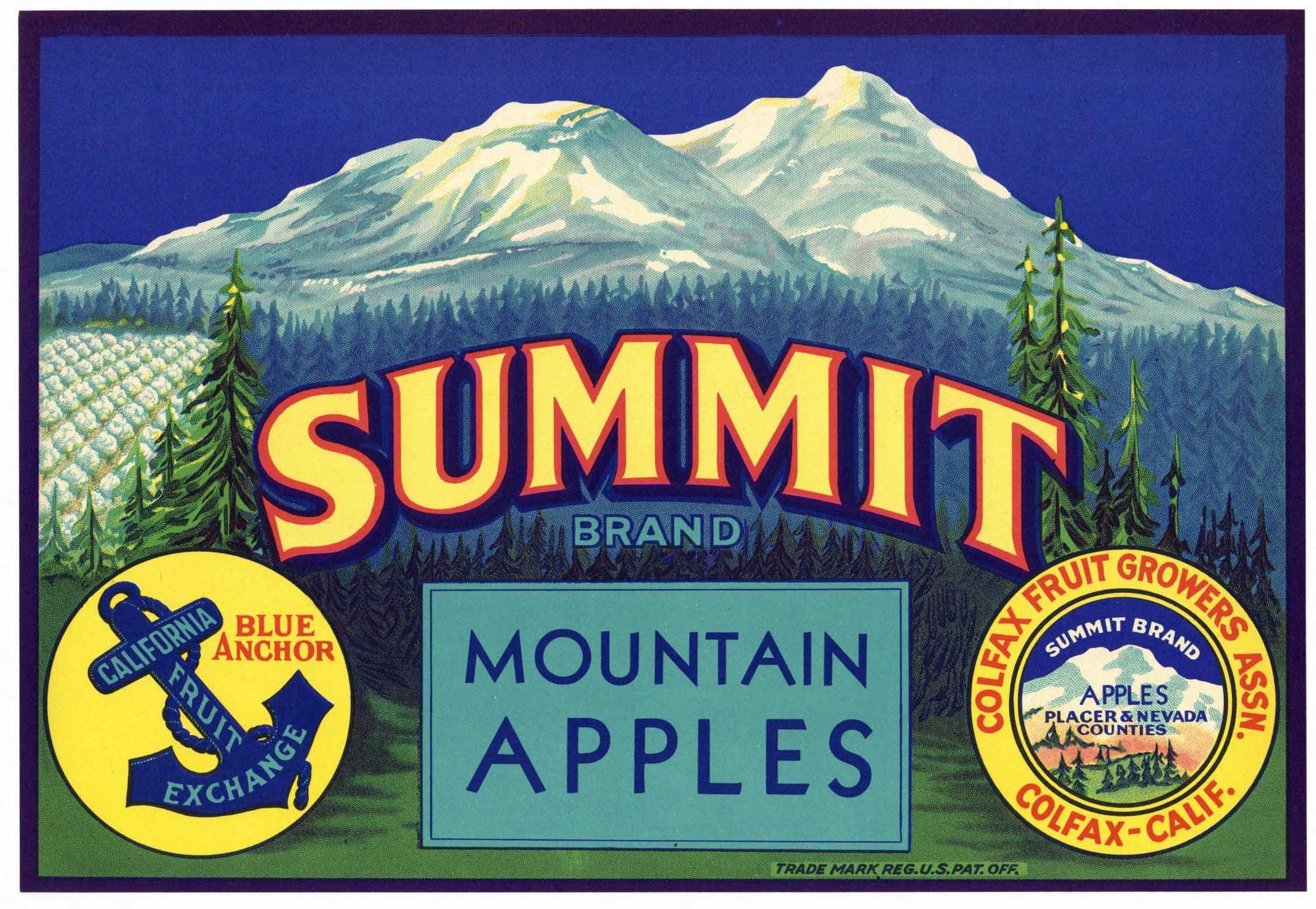 Summit Brand Vintage Colfax Placer County Apple Crate Label