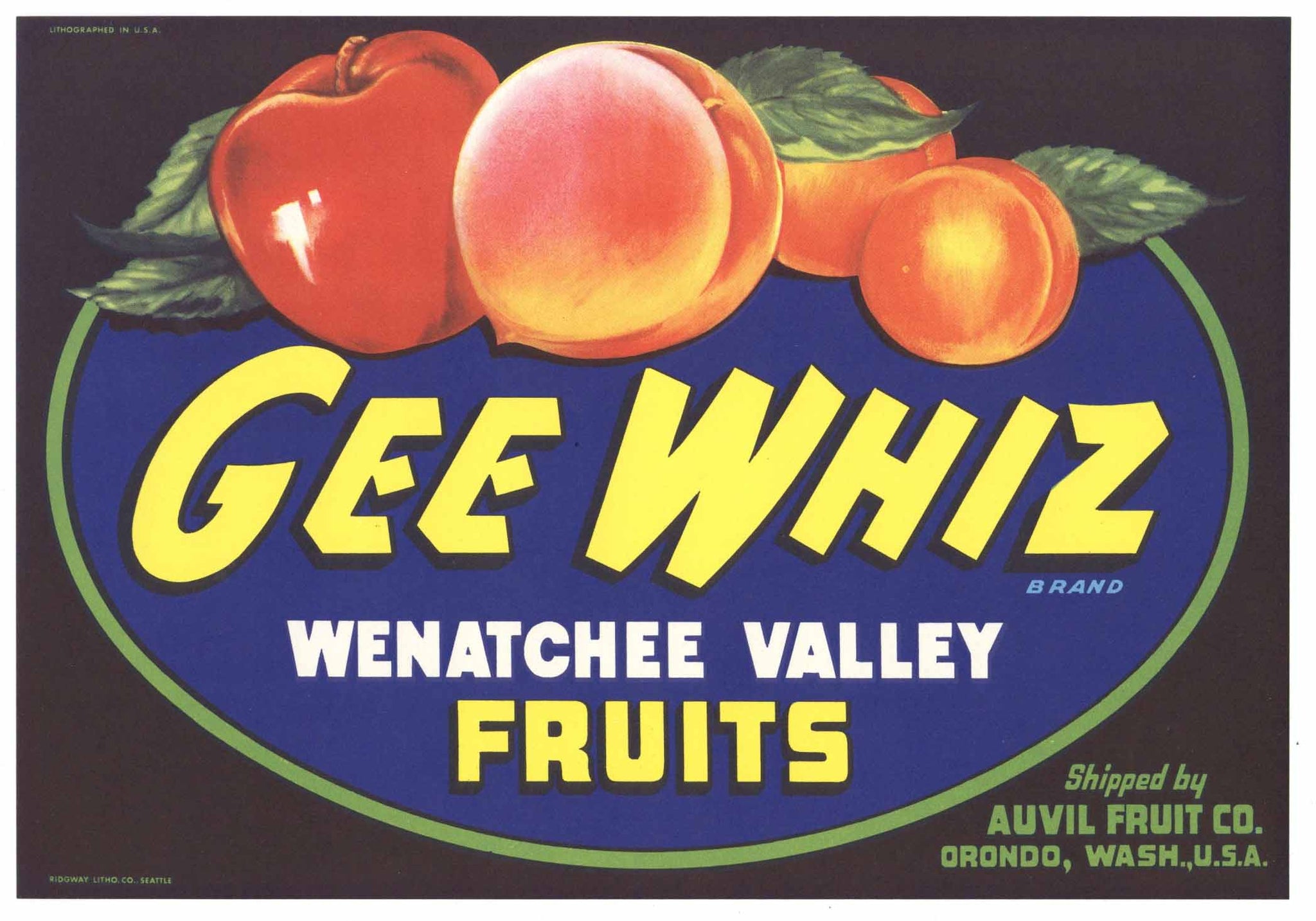 Gee Whiz Brand Vintage Washington Fruit Crate Label