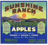 Sunshine Ranch Brand Vintage Wapato Washington Apple Crate Label