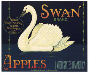 Swan Brand Vintage Yakima Apple Crate Label