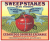 Sweepstakes Brand Vintage Colorado Apple Crate Label, red