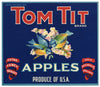 Tom Tit Brand Vintage Apple Crate Label