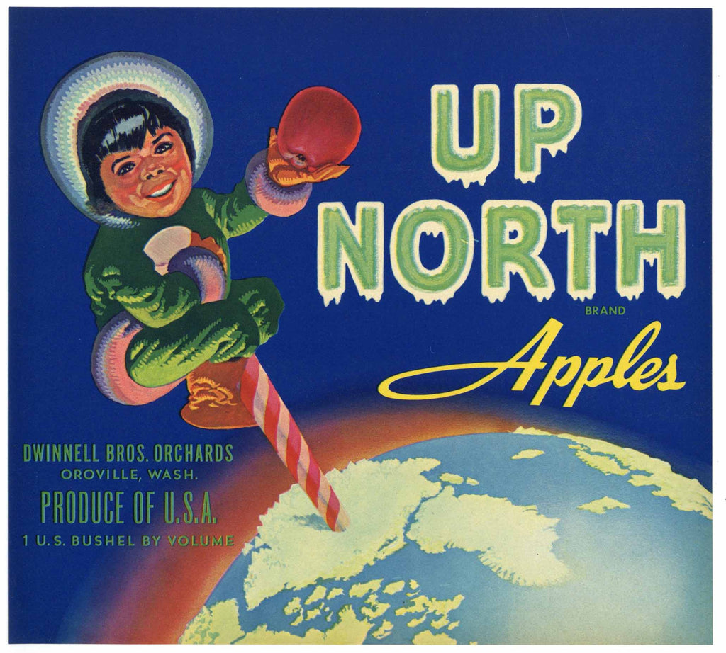 Up North Brand Vintage Washington Apple Crate Label