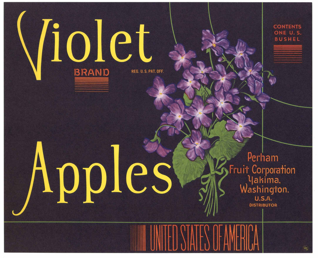 Violet Brand Vintage Washington Apple Crate Label, n
