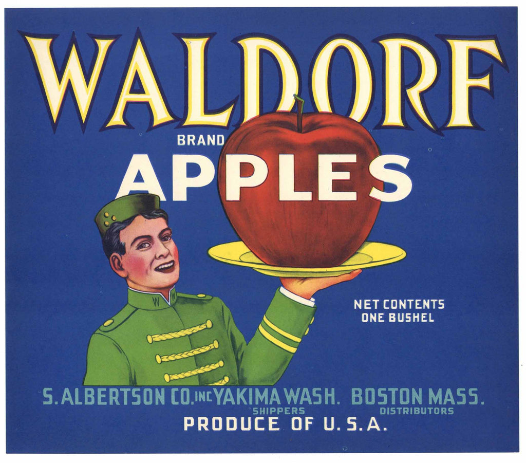 Waldorf Brand Vintage Yakima Washington Apple Crate Label