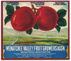 Wenatchee Valley Fruit Growers Brand Vintage Washington Apple Crate Label