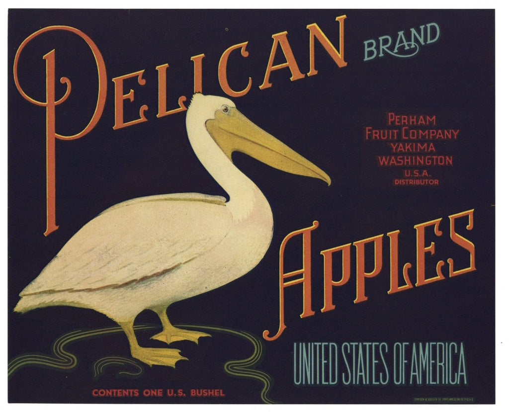 Pelican Brand Vintage Yakima Washington Apple Crate Label