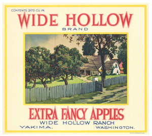 Wide Hollow Brand Vintage Yakima Apple Crate Label