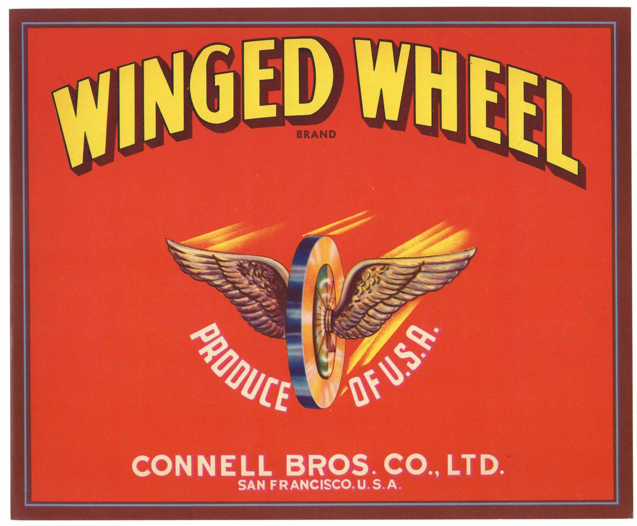 Winged Wheel Brand Vintage Apple Crate Label