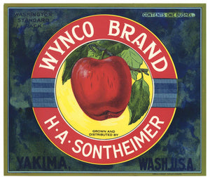Wynco Brand Vintage Yakima Washington Apple Crate Label