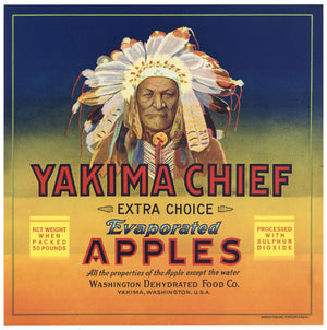 Yakima Chief Brand Vintage Washington Apple Crate Label, larger
