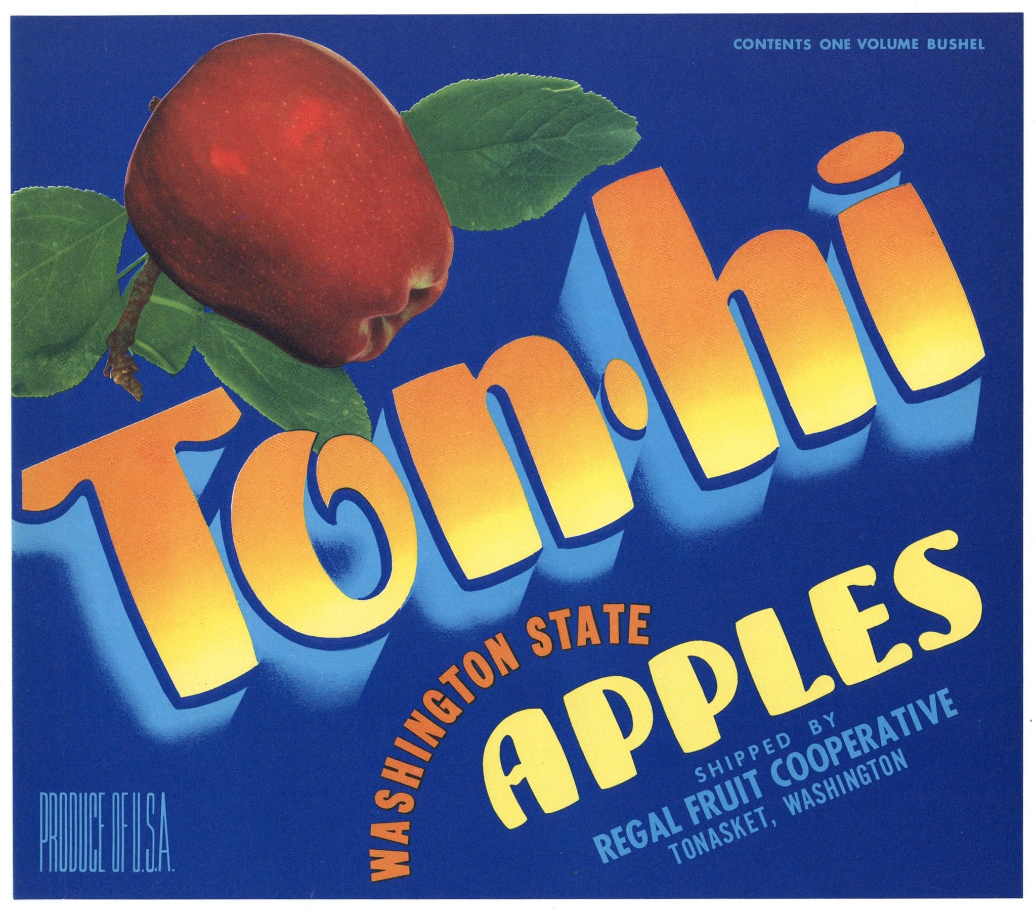 Ton Hi Brand Vintage Tonasket Washington Apple Crate Label