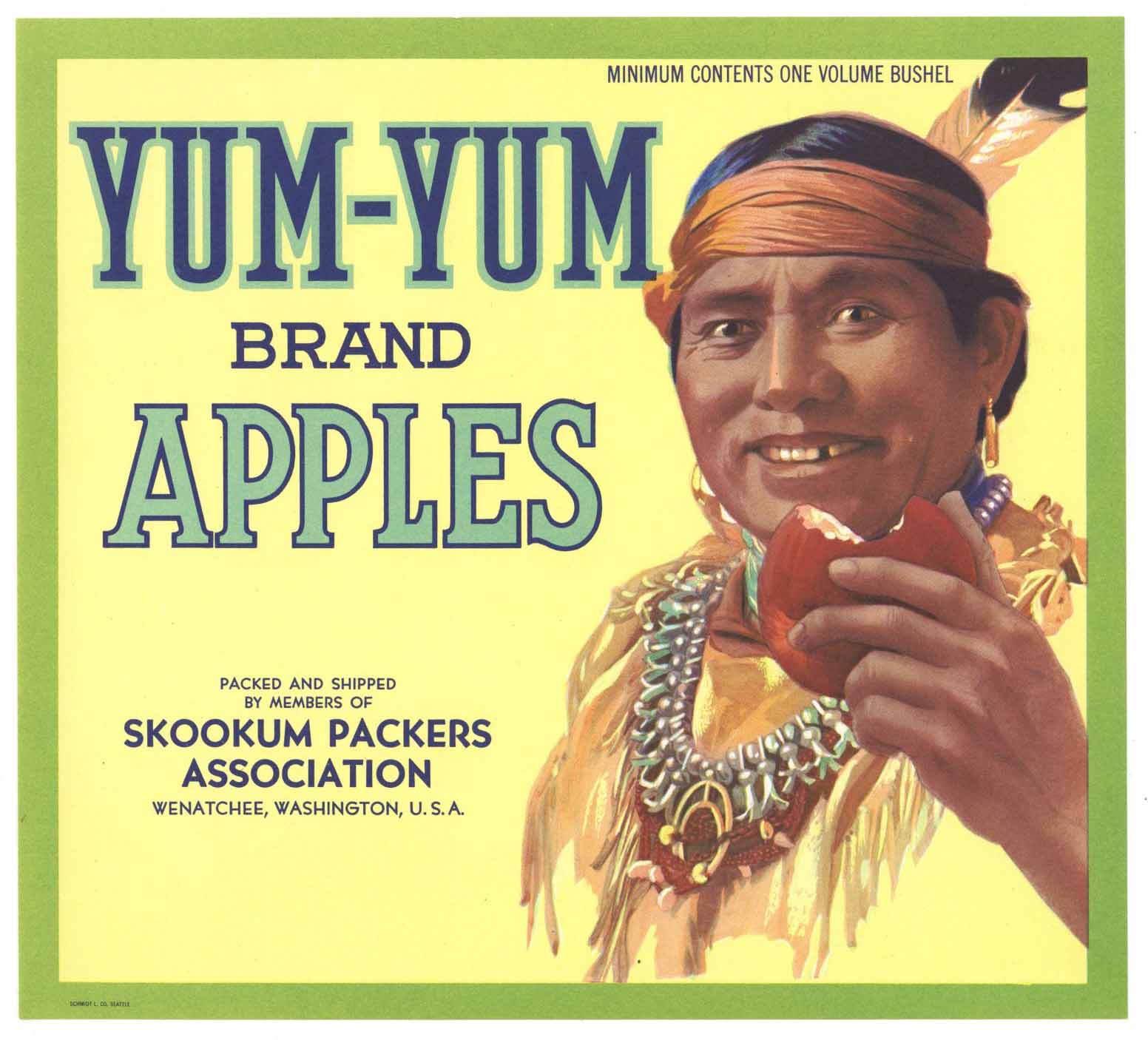 Yum Yum Brand Vintage Wenatchee Apple Crate Label