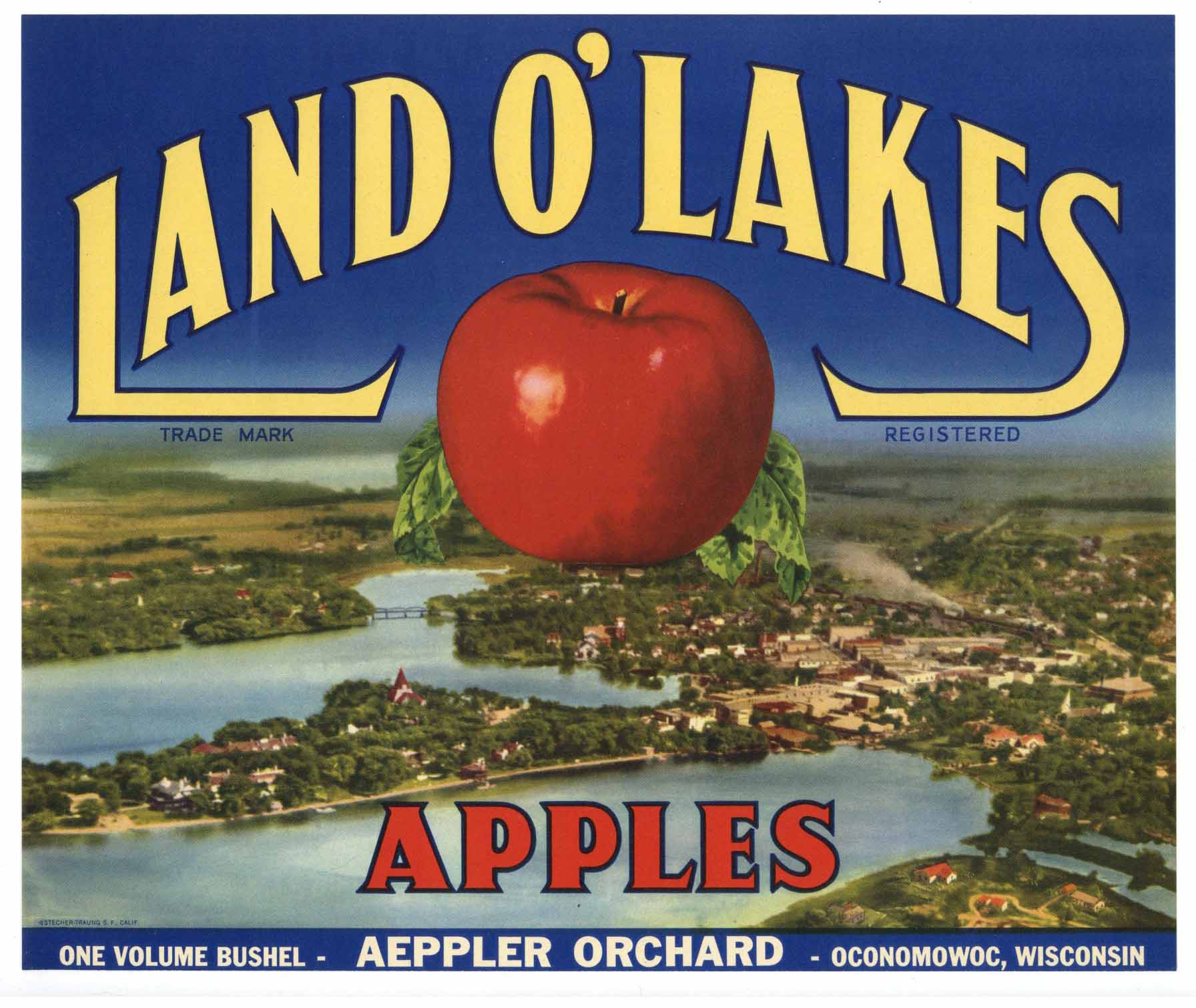 Land O' Lakes Brand Vintage Wisconsin Apple Crate Label