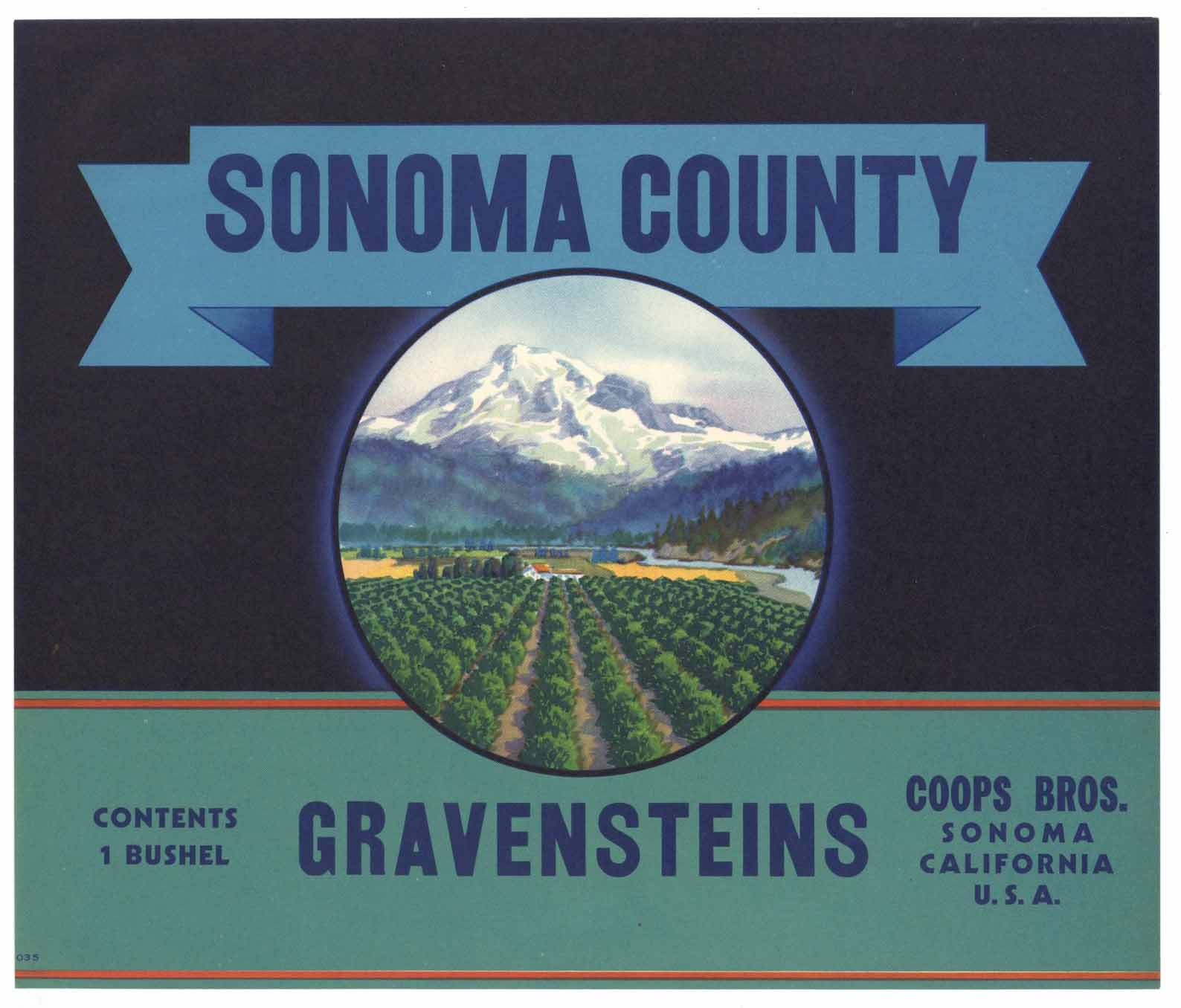Sonoma County Brand Vintage Apple Crate Label