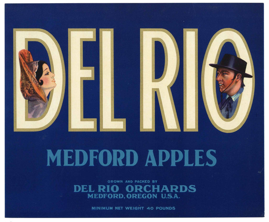 Del Rio Brand Vintage Medford Oregon Apple Crate Label