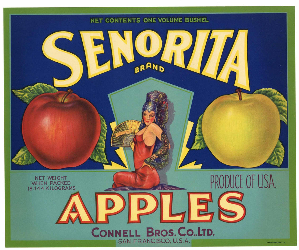 Senorita Brand Vintage Apple Crate Label
