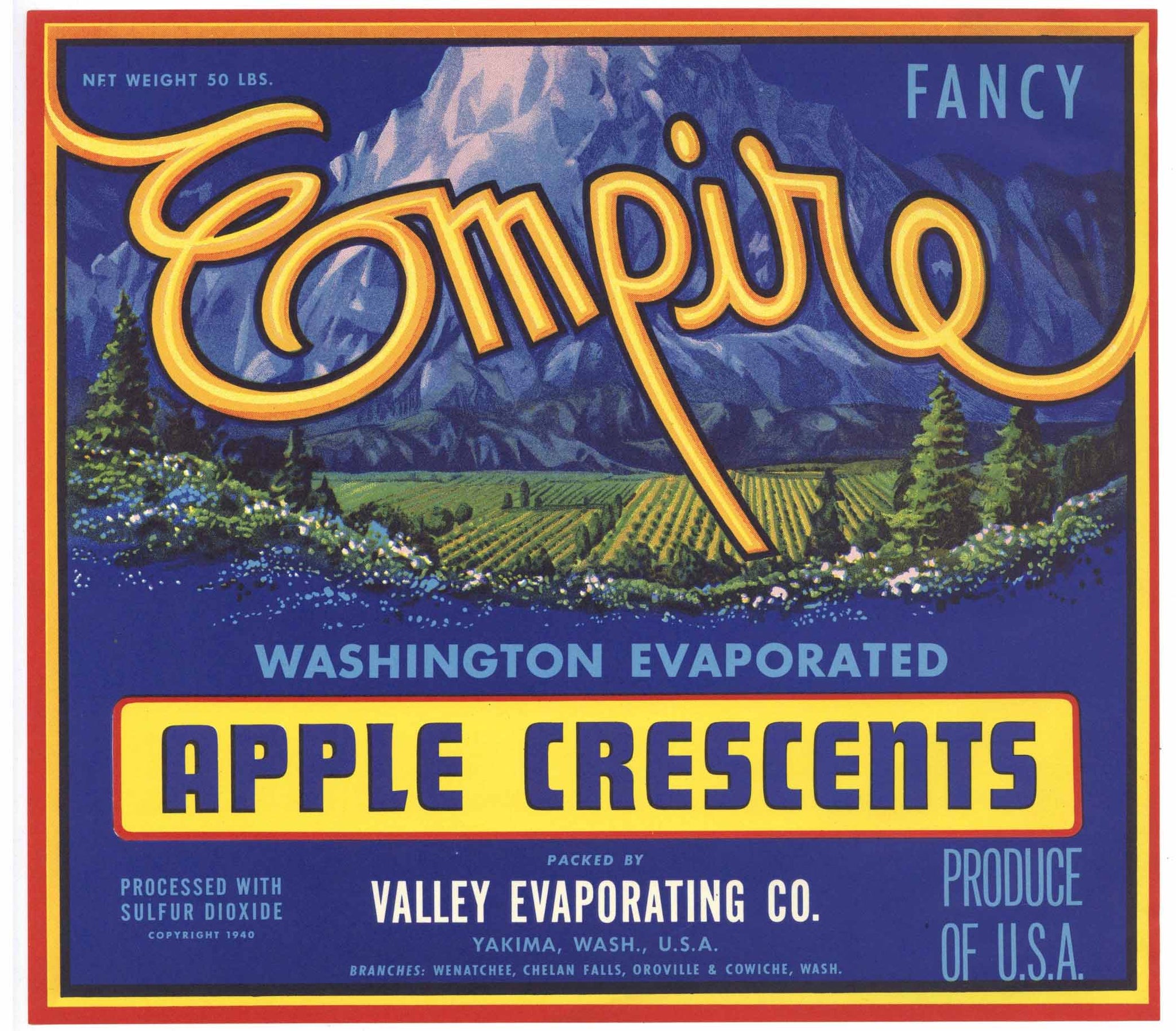 Empire Brand Vintage Washington Apple Crate Label, L