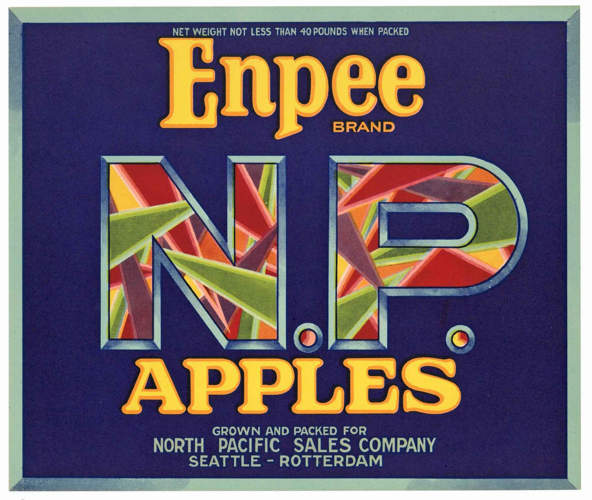 Enpee Brand Vintage Apple Crate Label